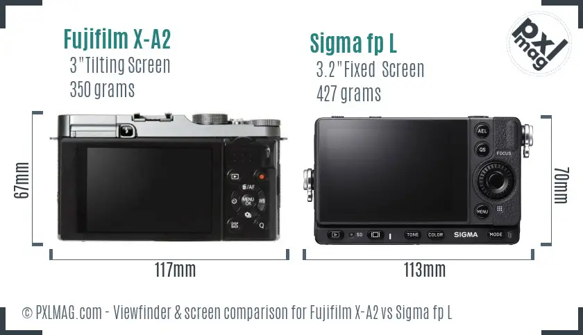 Fujifilm X-A2 vs Sigma fp L Screen and Viewfinder comparison