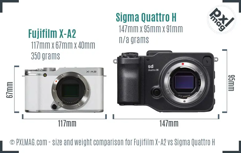 Fujifilm X-A2 vs Sigma Quattro H size comparison