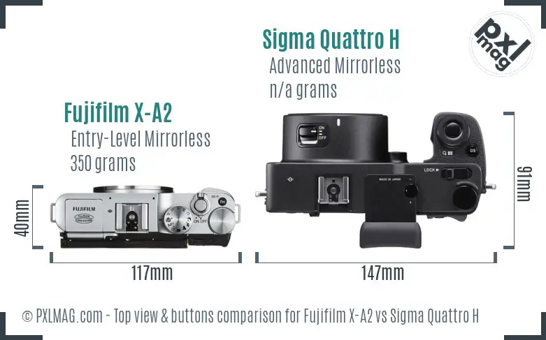 Fujifilm X-A2 vs Sigma Quattro H top view buttons comparison