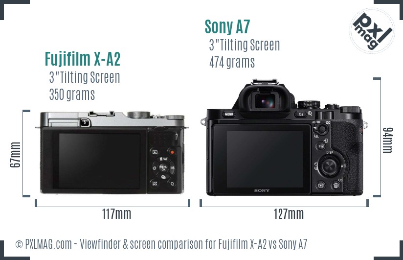 Fujifilm X-A2 vs Sony A7 Screen and Viewfinder comparison