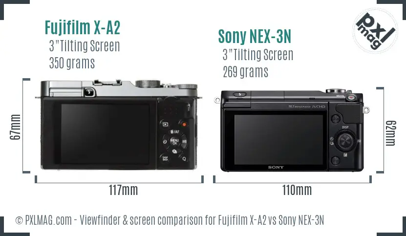 Fujifilm X-A2 vs Sony NEX-3N Screen and Viewfinder comparison