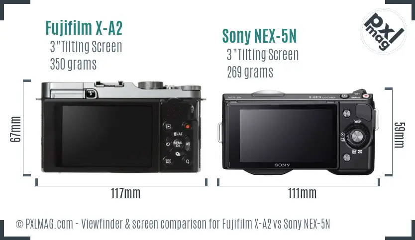 Fujifilm X-A2 vs Sony NEX-5N Screen and Viewfinder comparison Fujifilm X-A2 vs Sony NEX-5N Screen and Viewfinder comparison