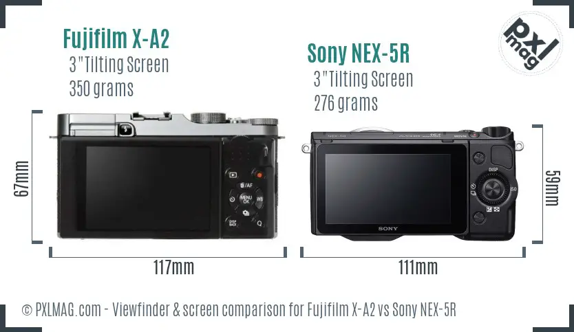 Fujifilm X-A2 vs Sony NEX-5R Screen and Viewfinder comparison Fujifilm X-A2 vs Sony NEX-5R Screen and Viewfinder comparison