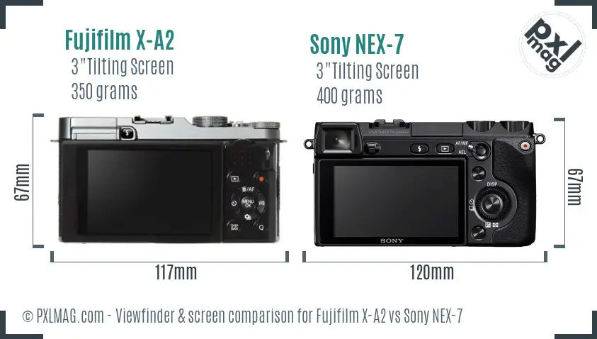 Fujifilm X-A2 vs Sony NEX-7 Screen and Viewfinder comparison