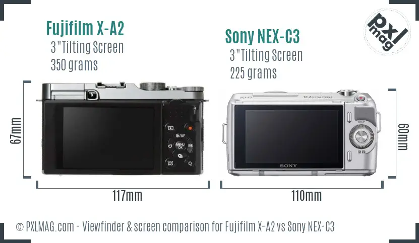 Fujifilm X-A2 vs Sony NEX-C3 Screen and Viewfinder comparison