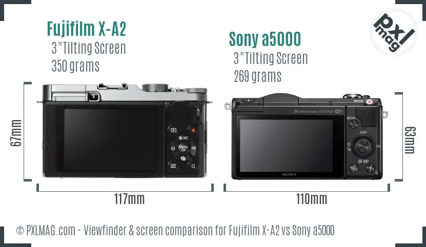 Fujifilm X-A2 vs Sony a5000 Screen and Viewfinder comparison