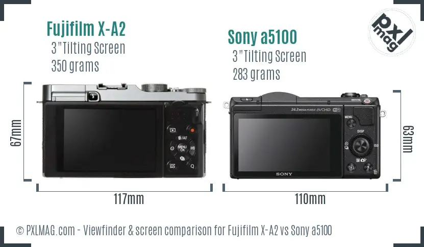 Fujifilm X-A2 vs Sony a5100 Screen and Viewfinder comparison