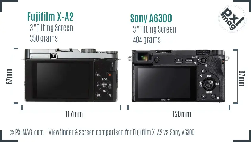 Fujifilm X-A2 vs Sony A6300 Screen and Viewfinder comparison