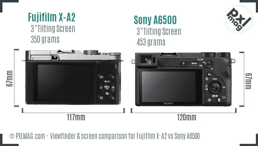Fujifilm X-A2 vs Sony A6500 Screen and Viewfinder comparison Fujifilm X-A2 vs Sony A6500 Screen and Viewfinder comparison