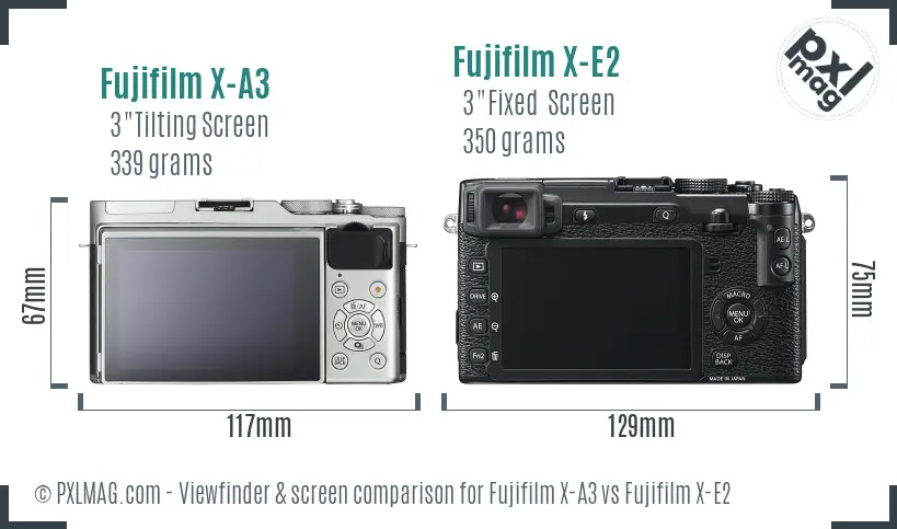 Fujifilm X-A3 vs Fujifilm X-E2 Screen and Viewfinder comparison