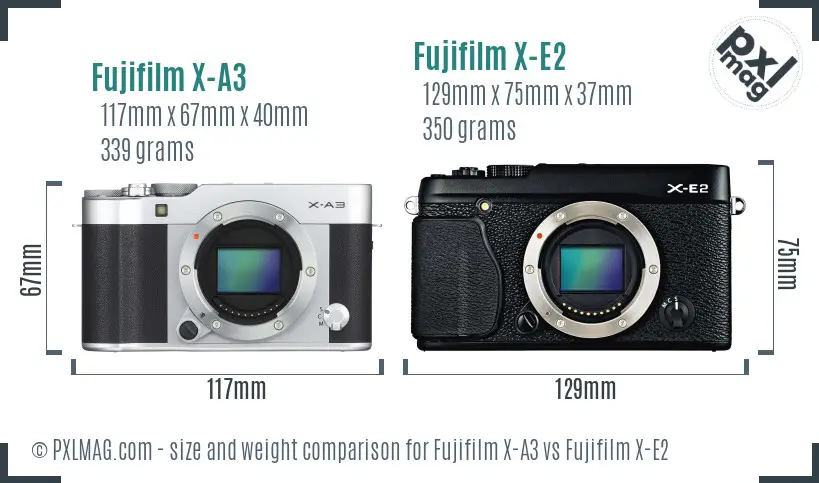 Fujifilm X-A3 vs Fujifilm X-E2 size comparison