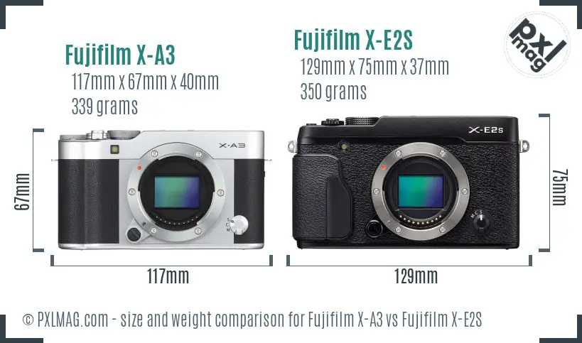 Fujifilm X-A3 vs Fujifilm X-E2S size comparison