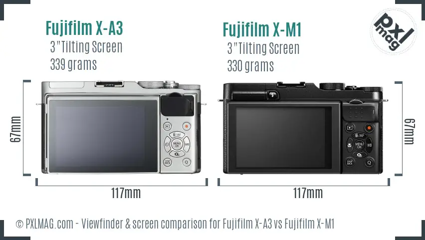 Fujifilm X-A3 vs Fujifilm X-M1 Screen and Viewfinder comparison