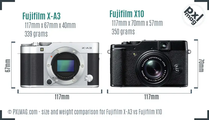 Fujifilm X-A3 vs Fujifilm X10 size comparison Fujifilm X-A3 vs Fujifilm X10 size comparison