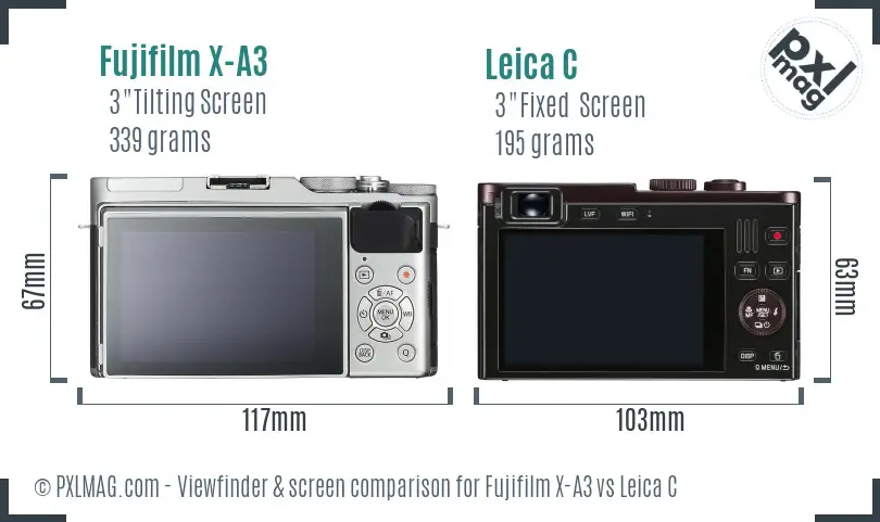 Fujifilm X-A3 vs Leica C Screen and Viewfinder comparison