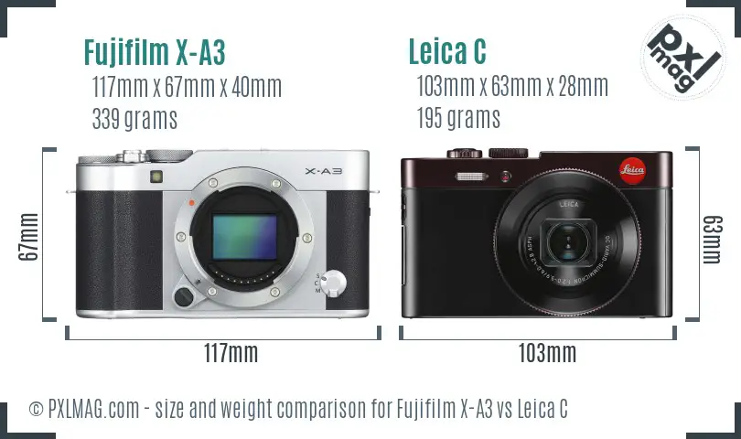 Fujifilm X-A3 vs Leica C size comparison