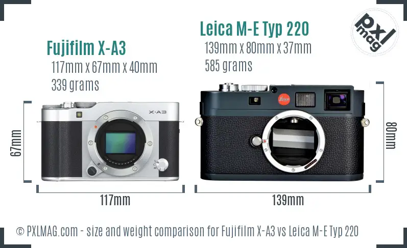 Fujifilm X-A3 vs Leica M-E Typ 220 size comparison