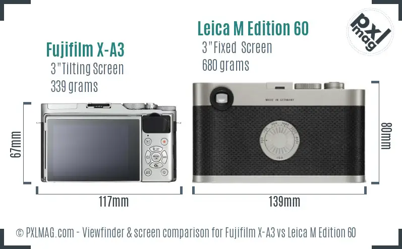 Fujifilm X-A3 vs Leica M Edition 60 Screen and Viewfinder comparison