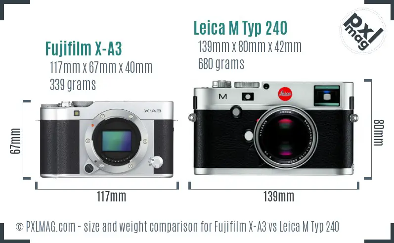 Fujifilm X-A3 vs Leica M Typ 240 size comparison