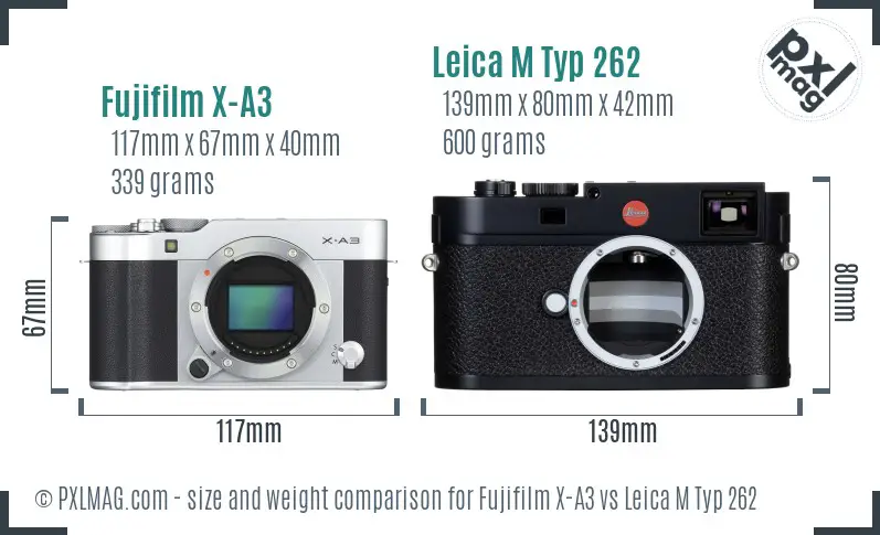 Fujifilm X-A3 vs Leica M Typ 262 size comparison