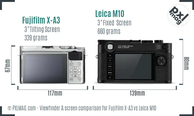 Fujifilm X-A3 vs Leica M10 Screen and Viewfinder comparison