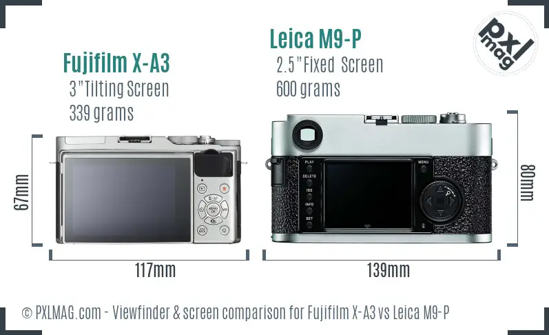 Fujifilm X-A3 vs Leica M9-P Screen and Viewfinder comparison