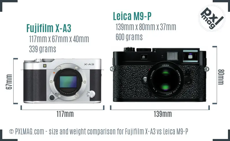 Fujifilm X-A3 vs Leica M9-P size comparison