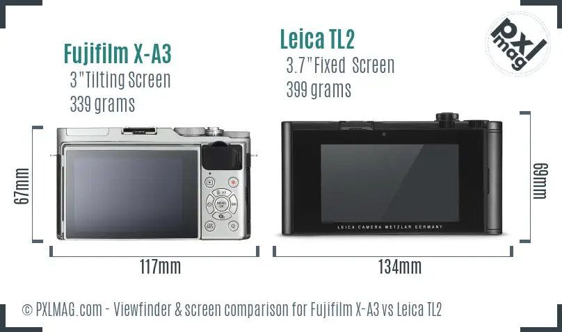 Fujifilm X-A3 vs Leica TL2 Screen and Viewfinder comparison