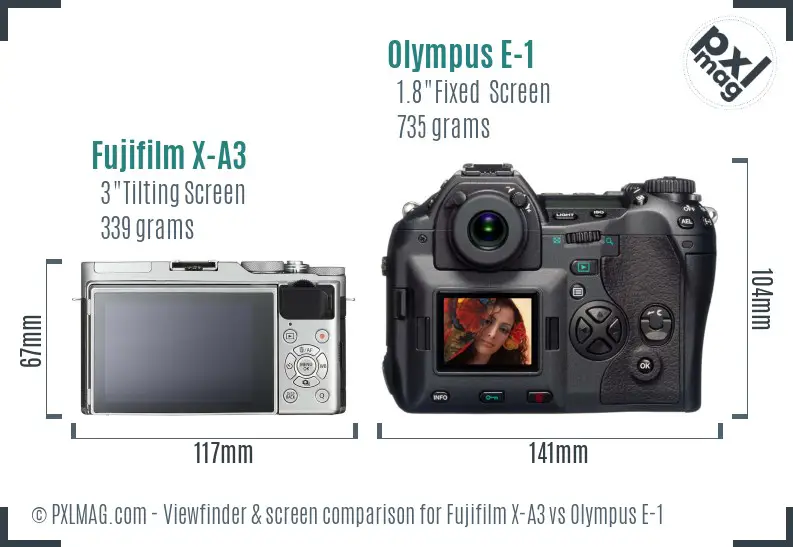 Fujifilm X-A3 vs Olympus E-1 Screen and Viewfinder comparison