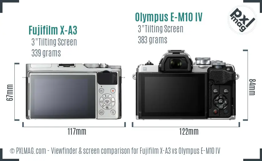 Fujifilm X-A3 vs Olympus E-M10 IV Screen and Viewfinder comparison