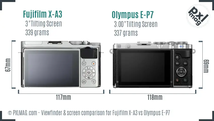 Fujifilm X-A3 vs Olympus E-P7 Screen and Viewfinder comparison