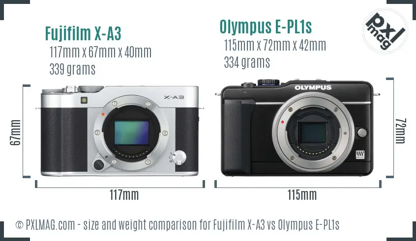 Fujifilm X-A3 vs Olympus E-PL1s size comparison Fujifilm X-A3 vs Olympus E-PL1s size comparison