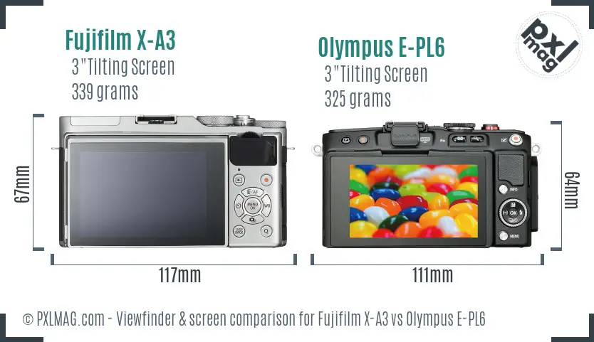 Fujifilm X-A3 vs Olympus E-PL6 Screen and Viewfinder comparison