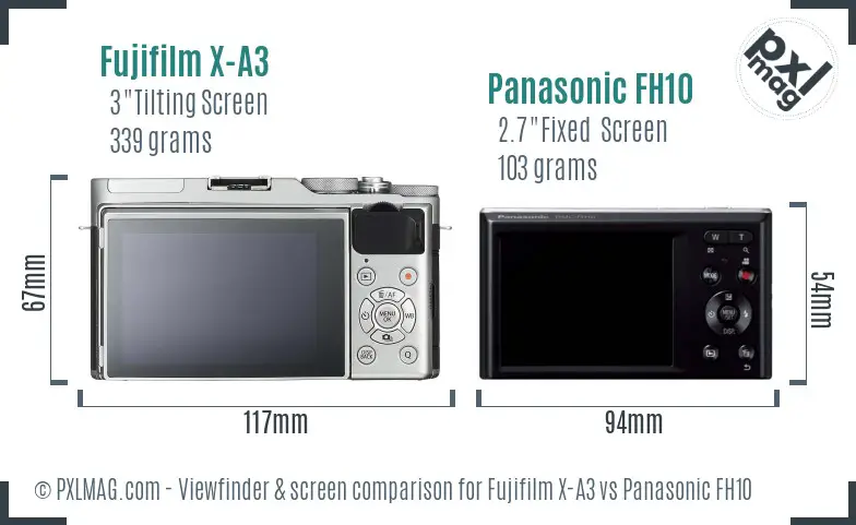 Fujifilm X-A3 vs Panasonic FH10 Screen and Viewfinder comparison