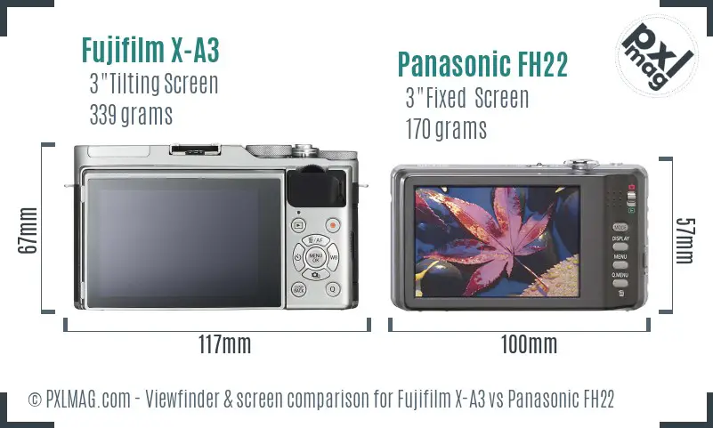 Fujifilm X-A3 vs Panasonic FH22 Screen and Viewfinder comparison