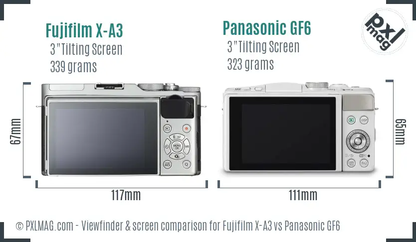 Fujifilm X-A3 vs Panasonic GF6 Screen and Viewfinder comparison