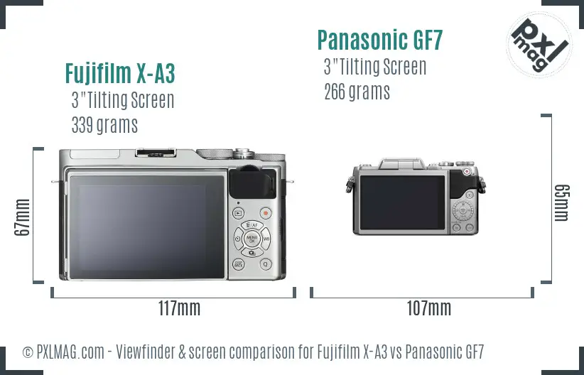 Fujifilm X-A3 vs Panasonic GF7 Screen and Viewfinder comparison