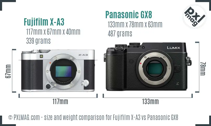 Fujifilm X-A3 vs Panasonic GX8 size comparison