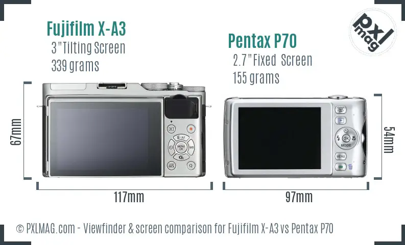 Fujifilm X-A3 vs Pentax P70 Screen and Viewfinder comparison