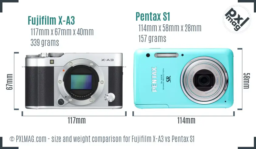 Fujifilm X-A3 vs Pentax S1 size comparison