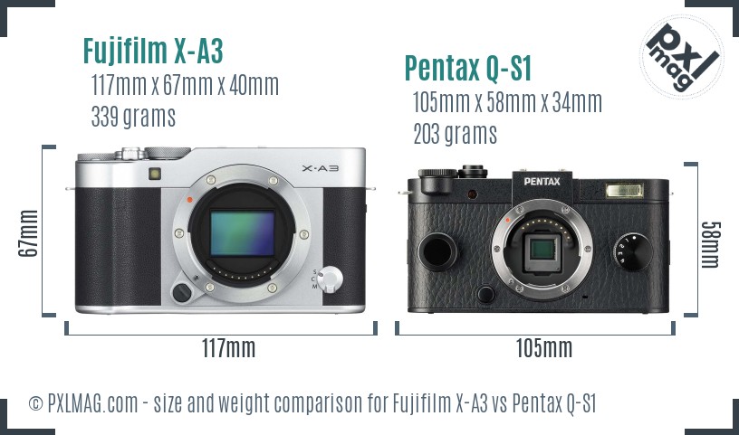 Fujifilm X-A3 vs Pentax Q-S1 size comparison Fujifilm X-A3 vs Pentax Q-S1 size comparison