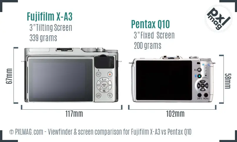 Fujifilm X-A3 vs Pentax Q10 Screen and Viewfinder comparison