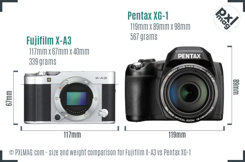 Fujifilm X-A3 vs Pentax XG-1 size comparison