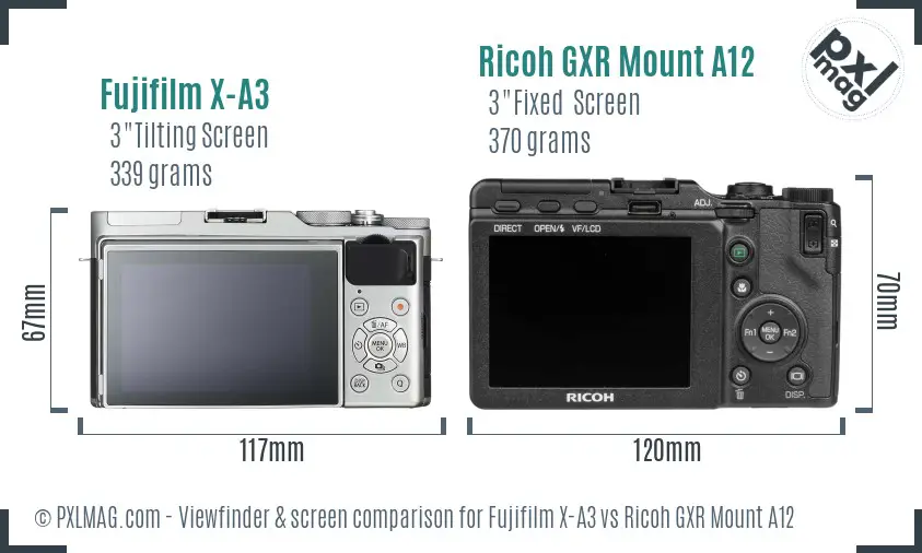 Fujifilm X-A3 vs Ricoh GXR Mount A12 Screen and Viewfinder comparison