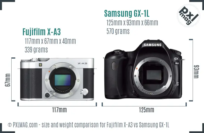Fujifilm X-A3 vs Samsung GX-1L size comparison