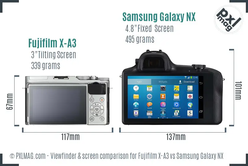 Fujifilm X-A3 vs Samsung Galaxy NX Screen and Viewfinder comparison