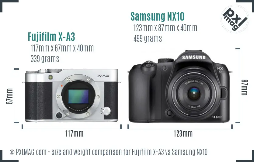 Fujifilm X-A3 vs Samsung NX10 size comparison Fujifilm X-A3 vs Samsung NX10 size comparison