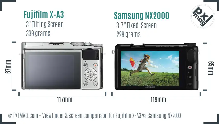 Fujifilm X-A3 vs Samsung NX2000 Screen and Viewfinder comparison Fujifilm X-A3 vs Samsung NX2000 Screen and Viewfinder comparison