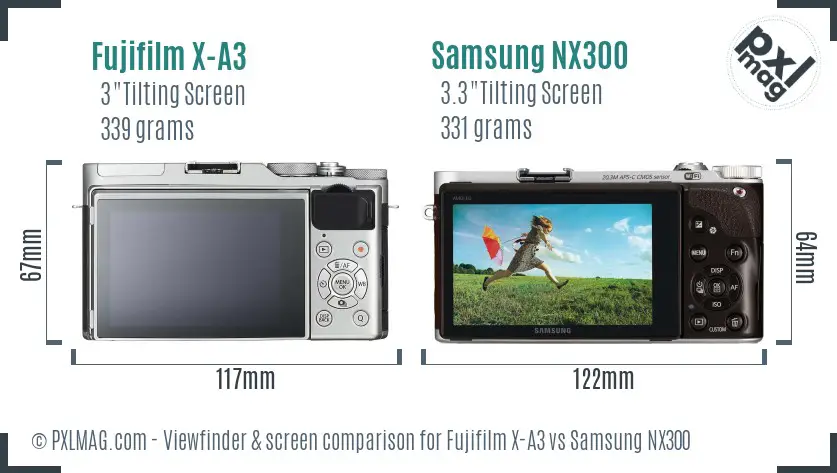 Fujifilm X-A3 vs Samsung NX300 Screen and Viewfinder comparison Fujifilm X-A3 vs Samsung NX300 Screen and Viewfinder comparison