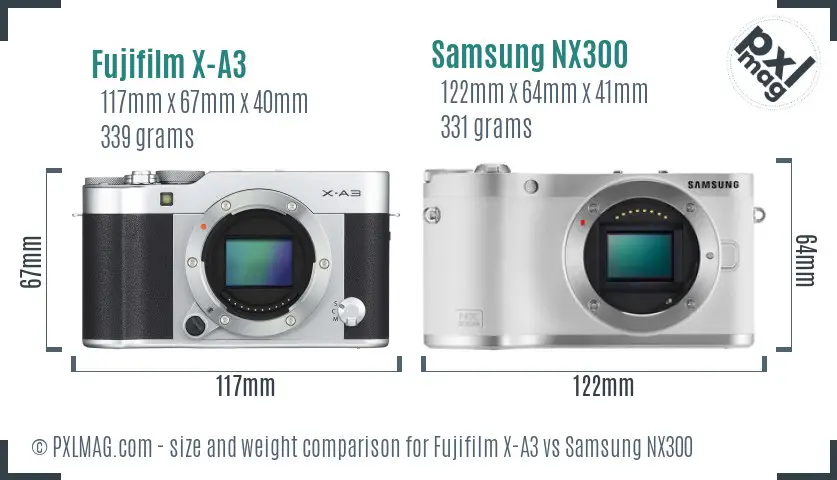Fujifilm X-A3 vs Samsung NX300 size comparison Fujifilm X-A3 vs Samsung NX300 size comparison